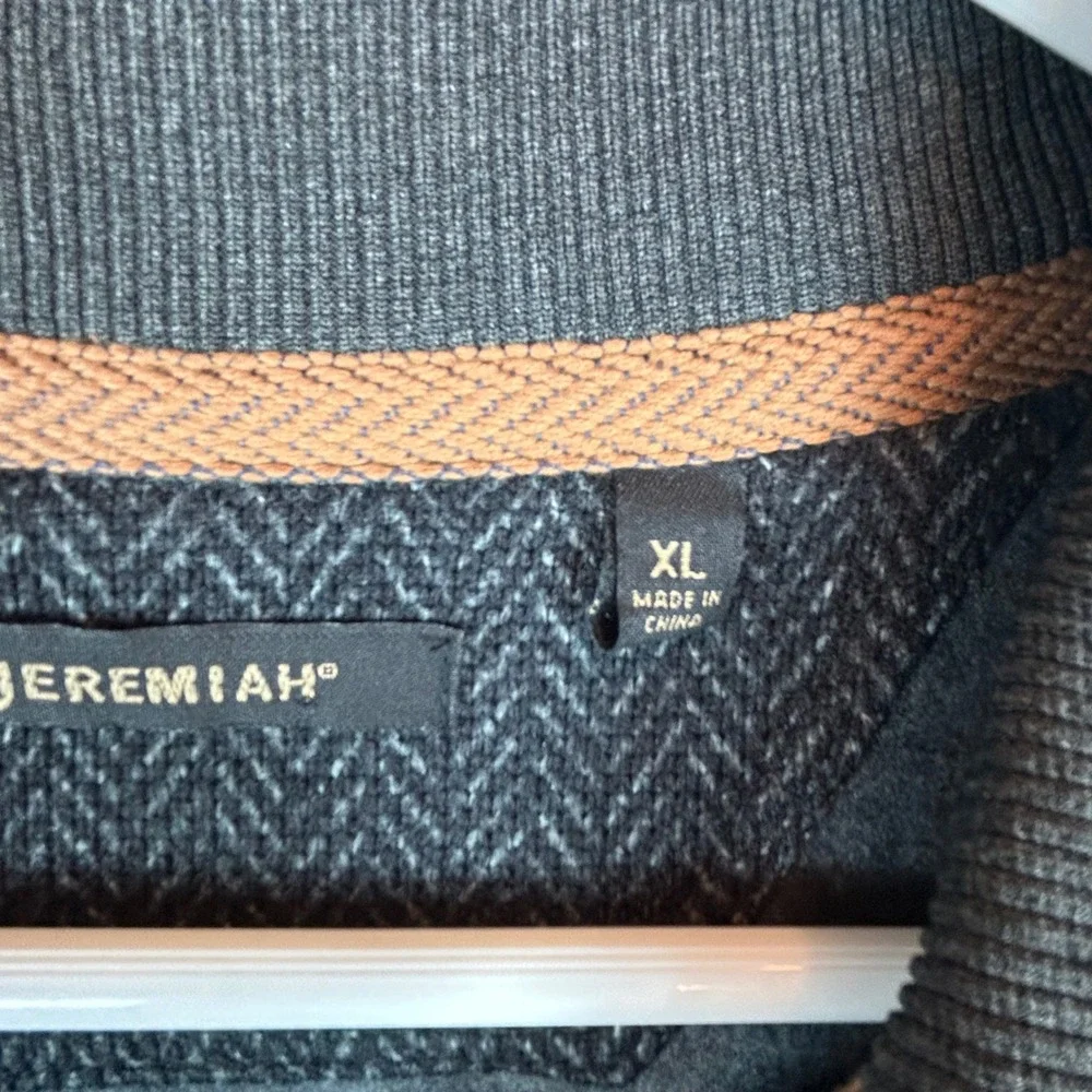 Jeremiah Mens XL Herringbone 1/4 Zip Pullover Sweatshirt‎ Gray Blue Long Sleeve